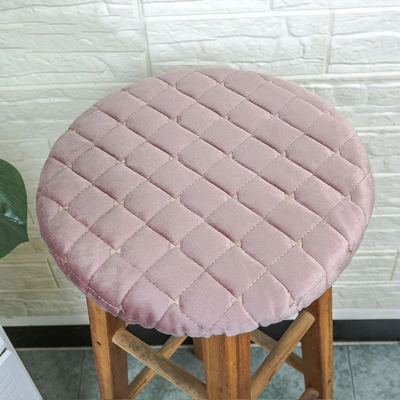 Solid Color Plush Round Chair Cover Home Dormitories Anti-skid Stool Mat All-season Universal Thicken Comfortable Stool Cushion 5
