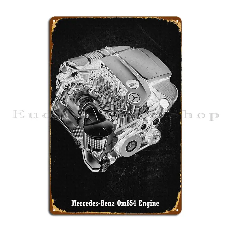 Mercedesbenz Om654 Engine Metal Sign Print Cinema Garage Garage Party Tin Sign Poster