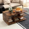 Mid Century Modern coffee table with storage shelves,  3-tier rectangular wooden tea table for living room, apartment 4