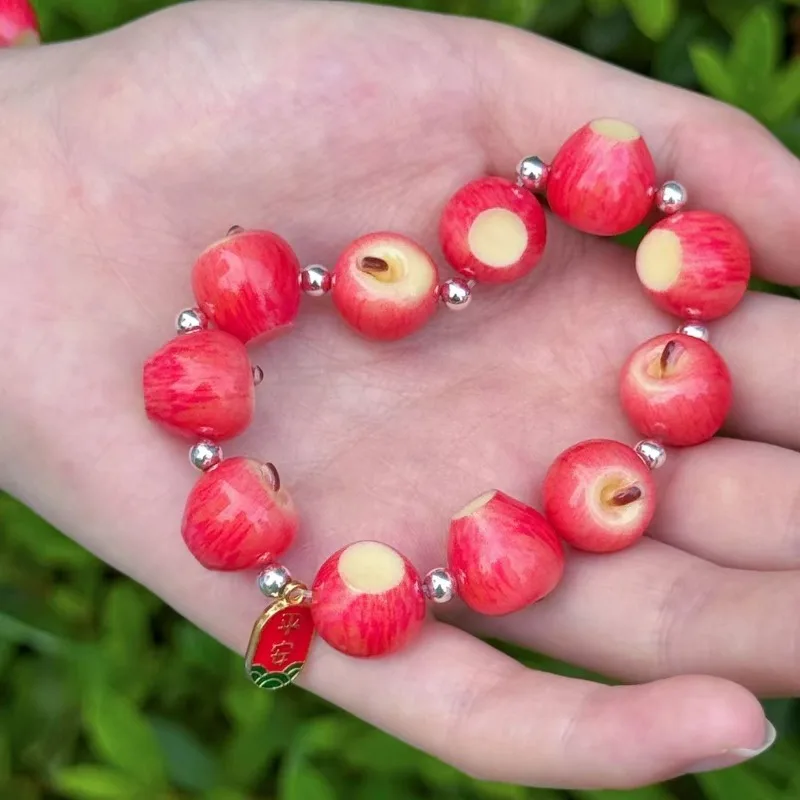Christmas High Cost Effective Apple Good Luck Bracelet Connecting Sweet Fruit Creativity with A Chain of Good Luck Along The Way