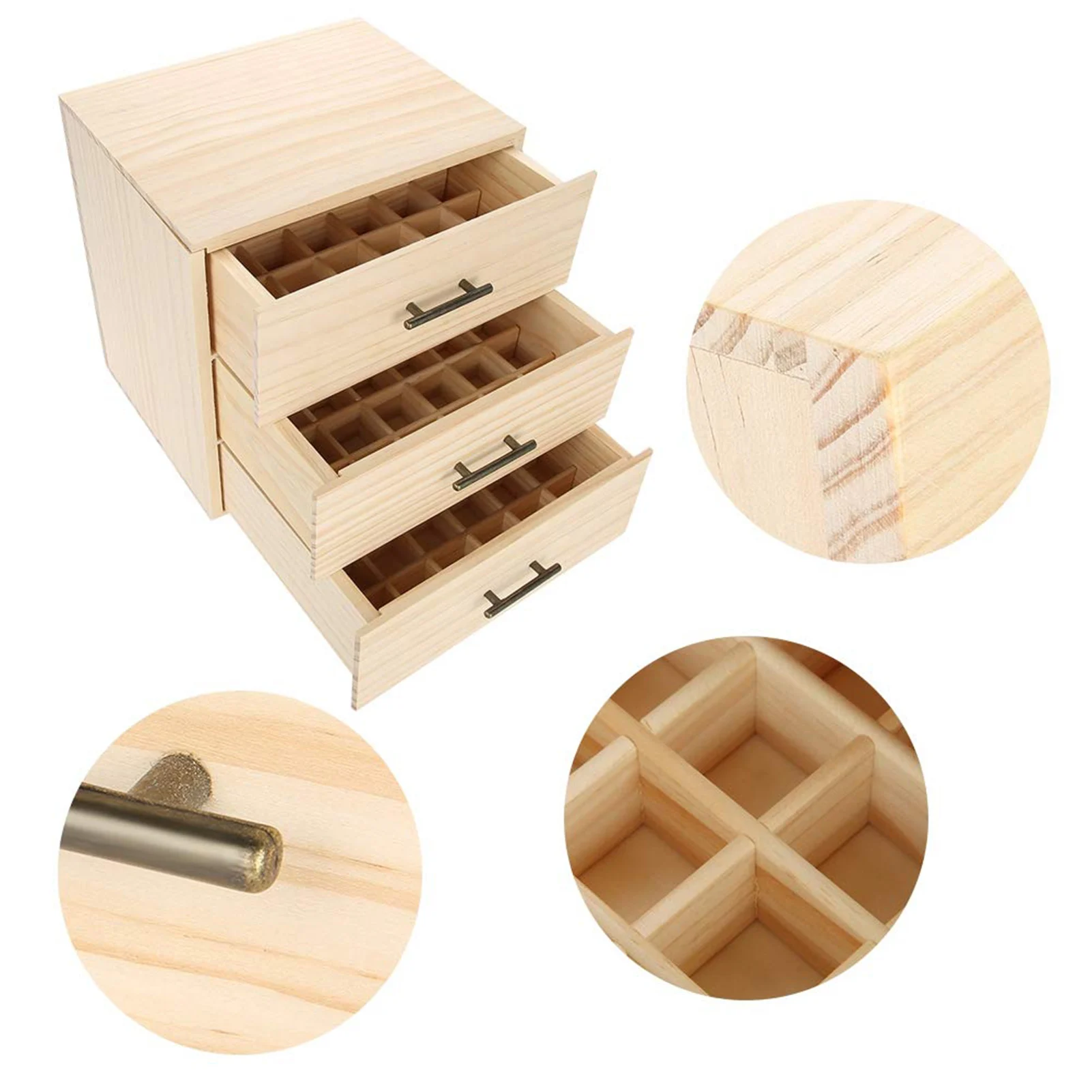 Wood Storage Case Wooden Oil Bottle Box 90 Slots Three Tiered Essential Oil Bottle Container Wooden Storage Case Box Organizer 4