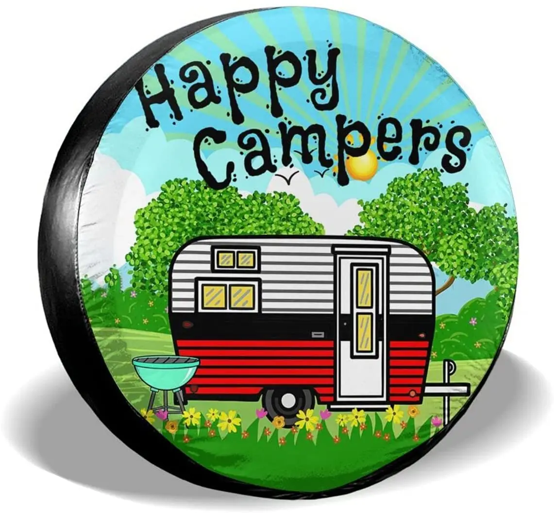 Happy Camper Spare Tire Cover Universal Tire Wheel Covers Fit for Camper,Rv,  SUV, Trailer, Truck 15inch AliExpress