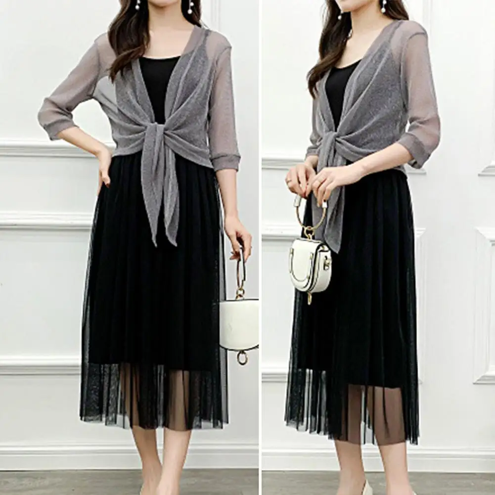 

Trendy Sunscreen Coat Sun Protection Skin-Touch Short Jacket Summer Sling Dress Thin Short Coat