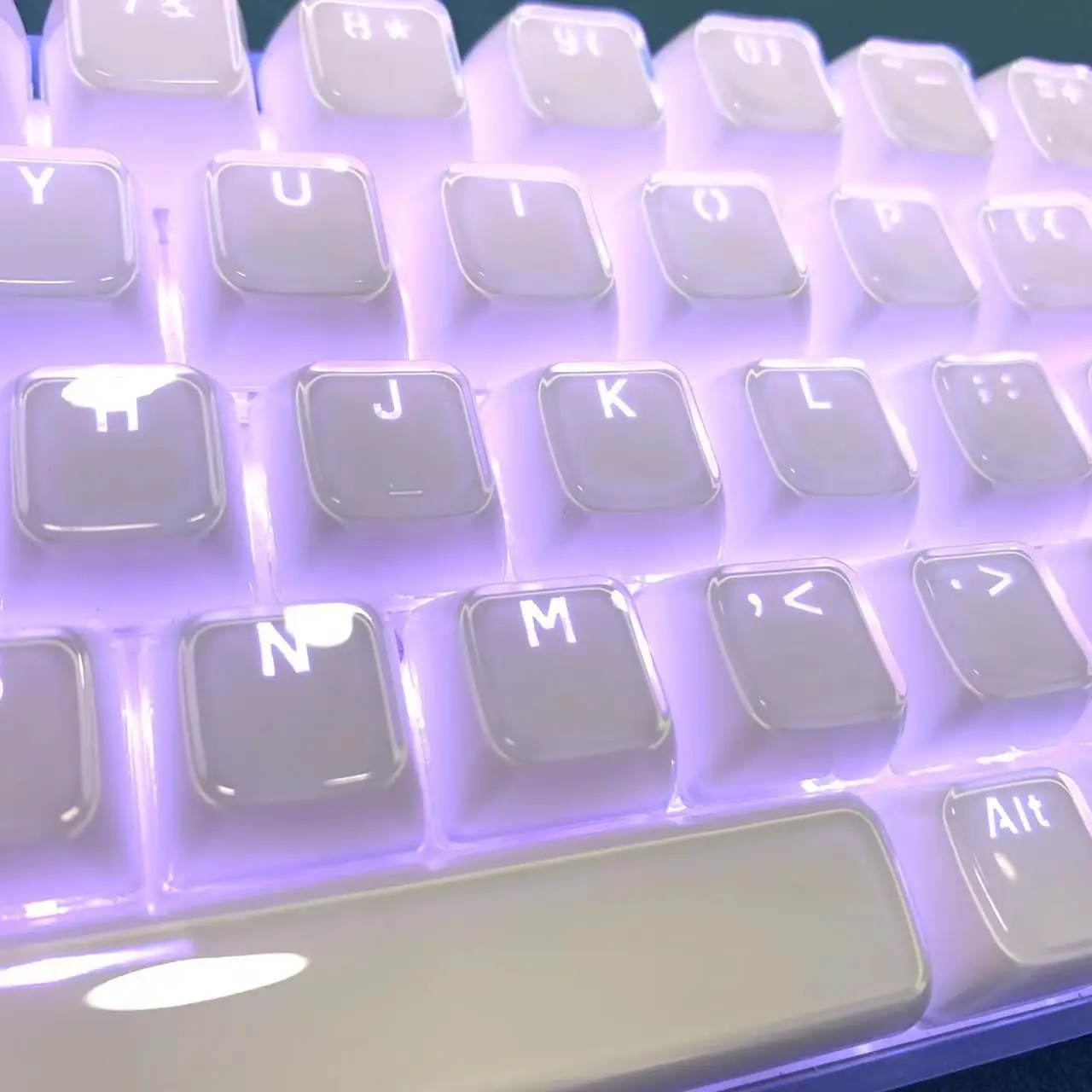 Teclado mecânico translúcido para alice, cor-de-rosa, perfil