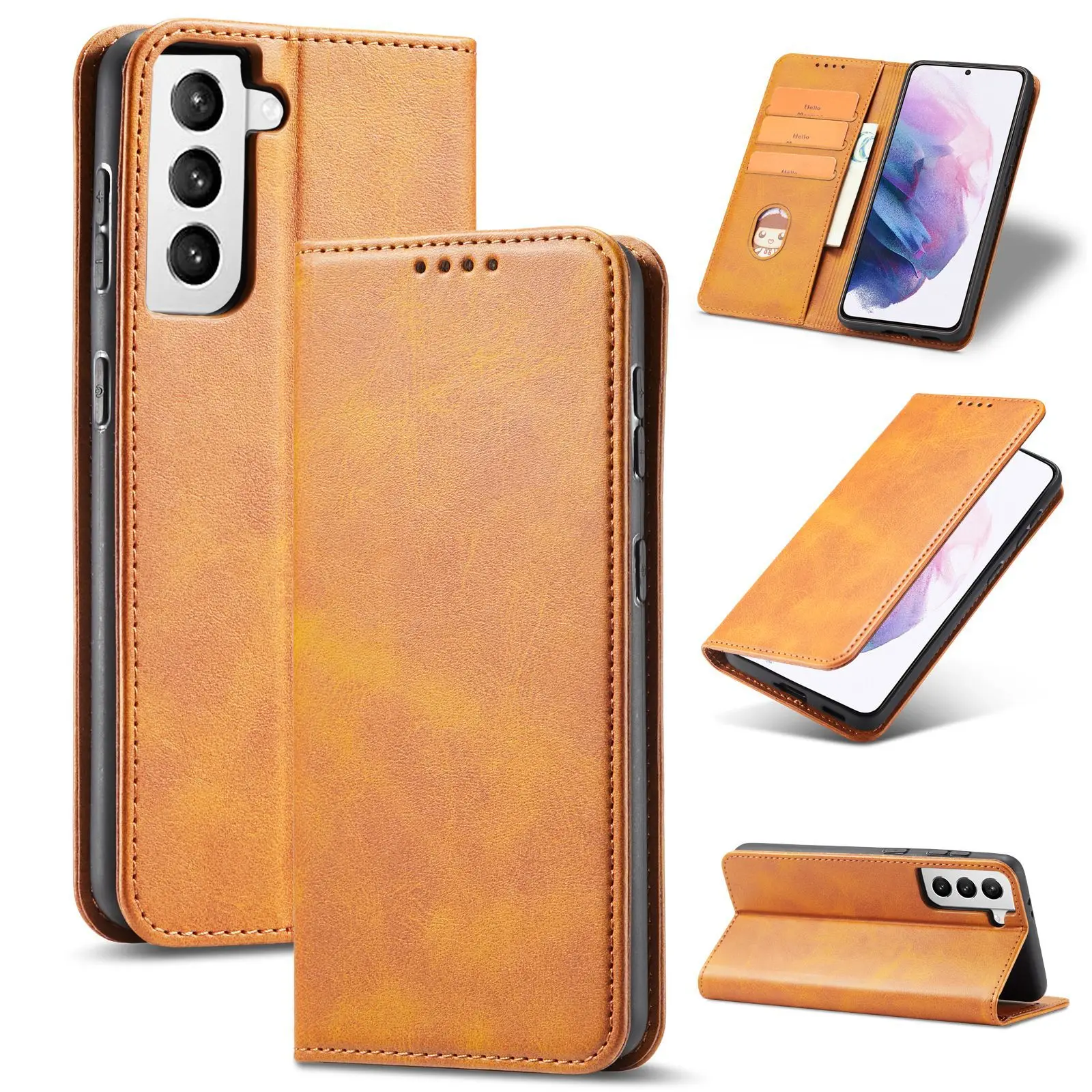 6 Colors Leather Flip Phone Case Cover For Samsung Galaxy S20 S21 S22