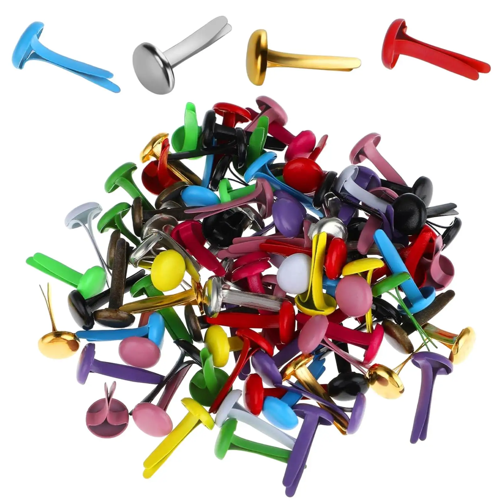 Mini Metal Parisian Fasteners Slotted Pins for DIY Stamping Art 200 Pieces Metal Brads