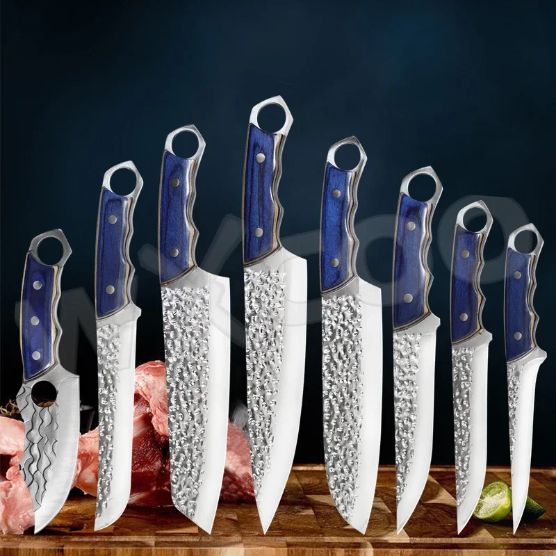 Stainless Steel Butcher Knife Forged Chef Chopping Boning Knife Meat Vegetables Fish Cutting Knives Cleaver BBQ