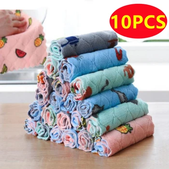 10PC Asciugamano In Microfibra Assorbente Panno Per La Pulizia Della Cucina Antiaderente Olio Piatto Asciugamani Stracci Tovaglioli Stoviglie Asciugamani Per La Pulizia Della Casa 1