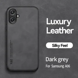 Leather Magnetic Shockproof Phone Case with Silicone Back Cover - Elegant and Durable Protection for Galaxy A06 (4G) (Dark Gray)
