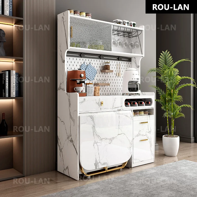 Multifunctional Dining Sideboard With Retractable Folding Dining Table And Chairs Combination Small Table Sideboard