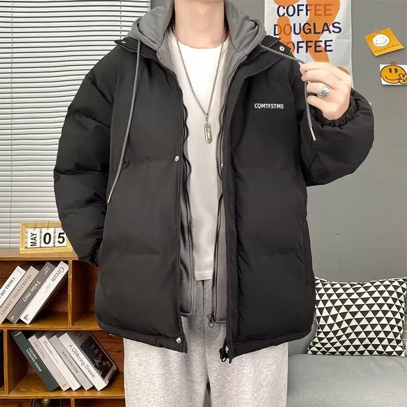 

Cotton Jacket Men'S Winter Thick Stand Up Collar Jacket Korean Version Fashion Brand Pu Fur Cotton Jacket Handsome Boy Loose Dow