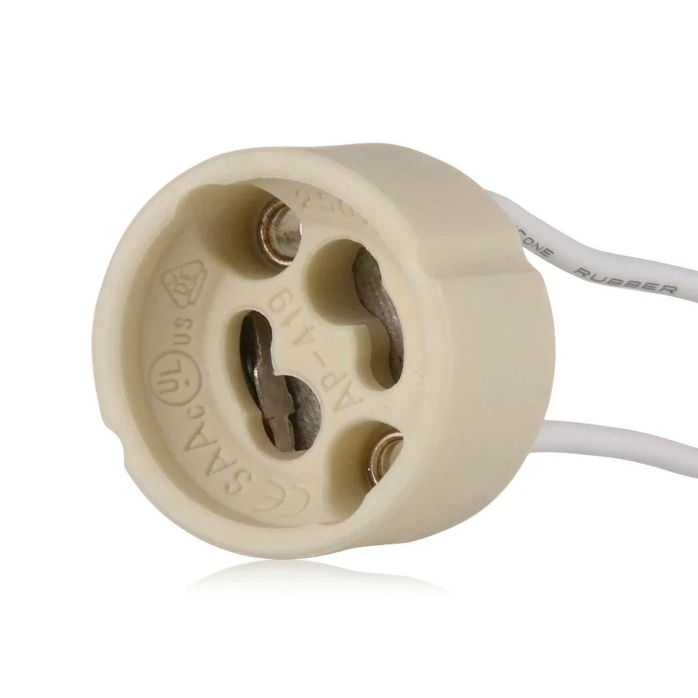 10-50PCS GU10 LED Bulb Holder Halogen Lamp Holder LED Lamp Holder Ceramic Body Wiring Socket Ceramic Silicone Cable Lamp Bases