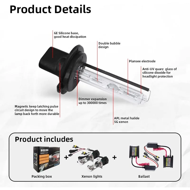 Car Light Bulb Electronic Ballast 2X HID Car Headlights Bulbs Xenon 12V 55W Ballast Light H4 H1 H3 H7 H11 9005 9006 880 Kit 3000K 4300K 6000K 8000K 12000k