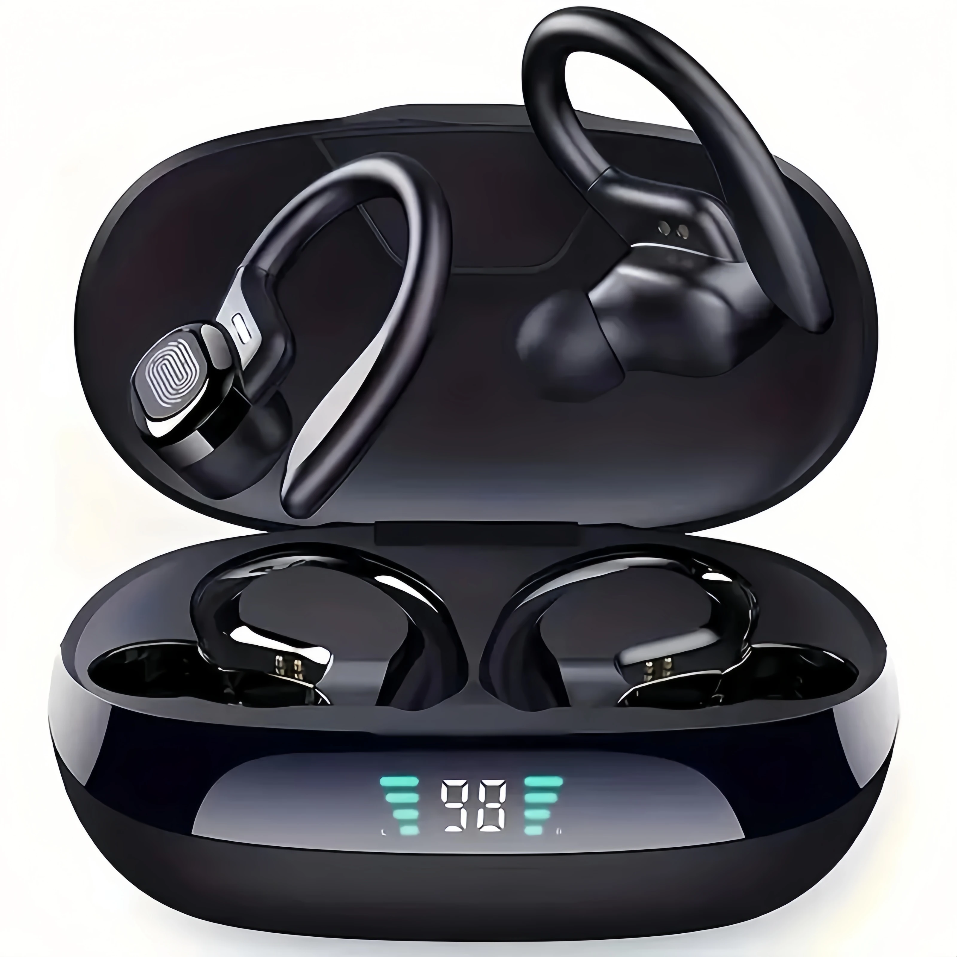 True Wireless Earbuds, Tws Headphones with Microphone, Sports Ear Clip Headphones, Stereo In-Ear Headphones with Led Display
