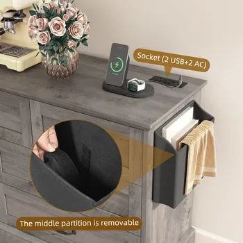 59 Inch Gray 7 Drawers Dresser Storage Dressers Organizer for Living Bedroom 4