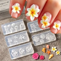 5D Flower Silicone Mold Nail Carving Mould Stencils Acrylic Plumeria Flower Spring Nail Art Decorations Manicure Template Tools 1