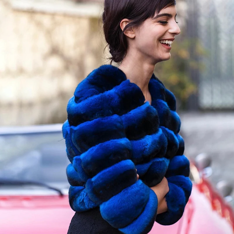 Cappotto Di Pelliccia Corto Con Scollo A V Donna Luxury Genuine Rex Rabbit Fur Capispalla 2022 New Weave Cozy Soft Rex Rabbit Fur Jacket Female