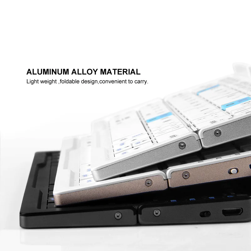 Mini Teclado Bluetooth sem Fio Dobrável com Suporte para Telefone Recarregável Alumínio Teclado - Imagem 6