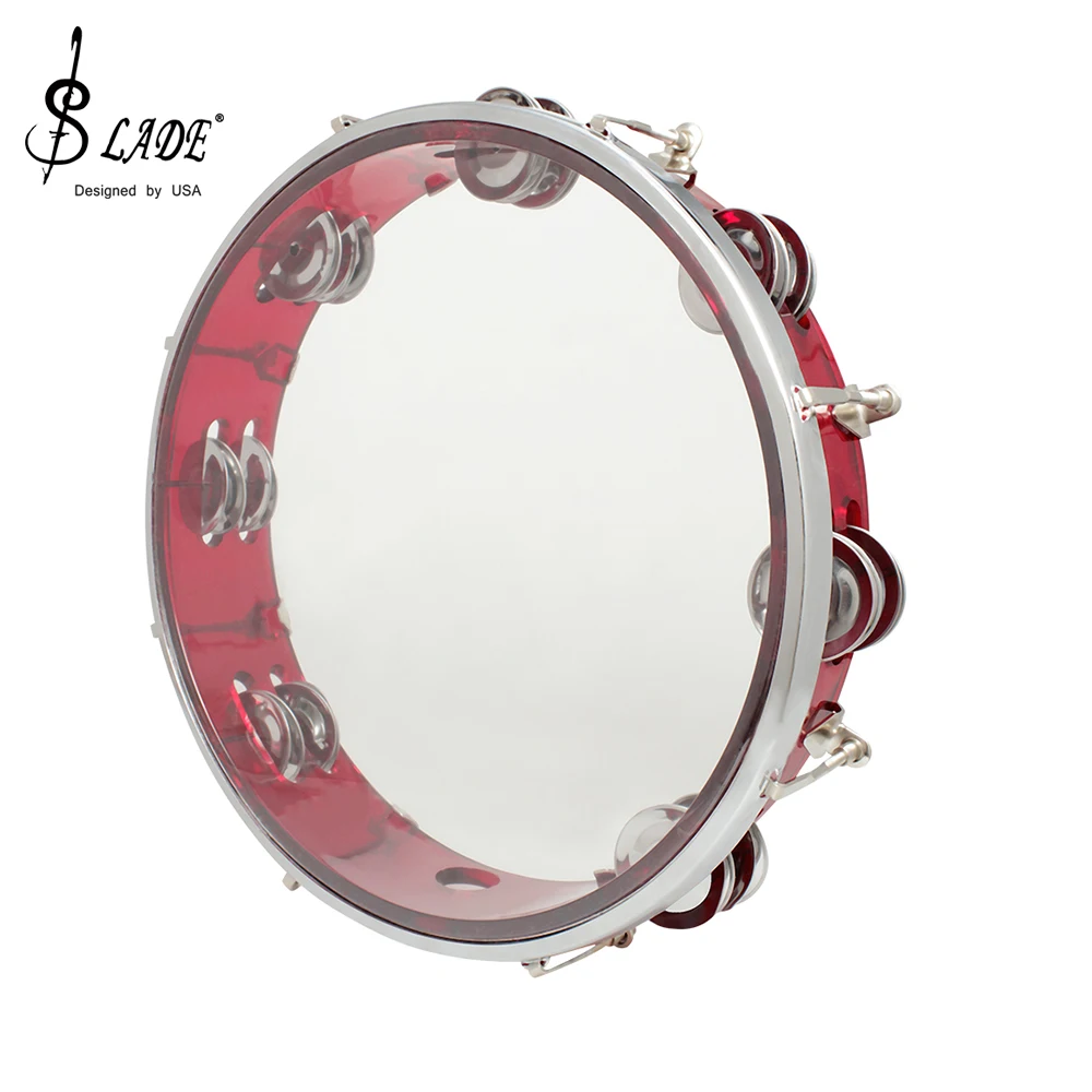 SLADE Hand Tambourine Stainless Steel Self-Tuning Handbell Drum Percussion Instrument Musical Educational Toys ABS Metallic