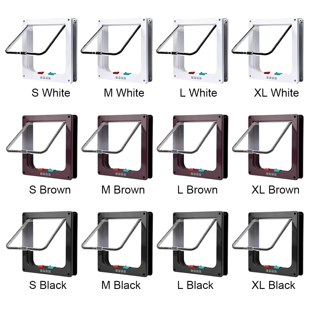 Cat Dogs Flap Doors Puppy Kitten Safety In&out Pet Door with 4 Way Security Lock Dog Cat Kitten Flap Door Weatherproof Cat Flap