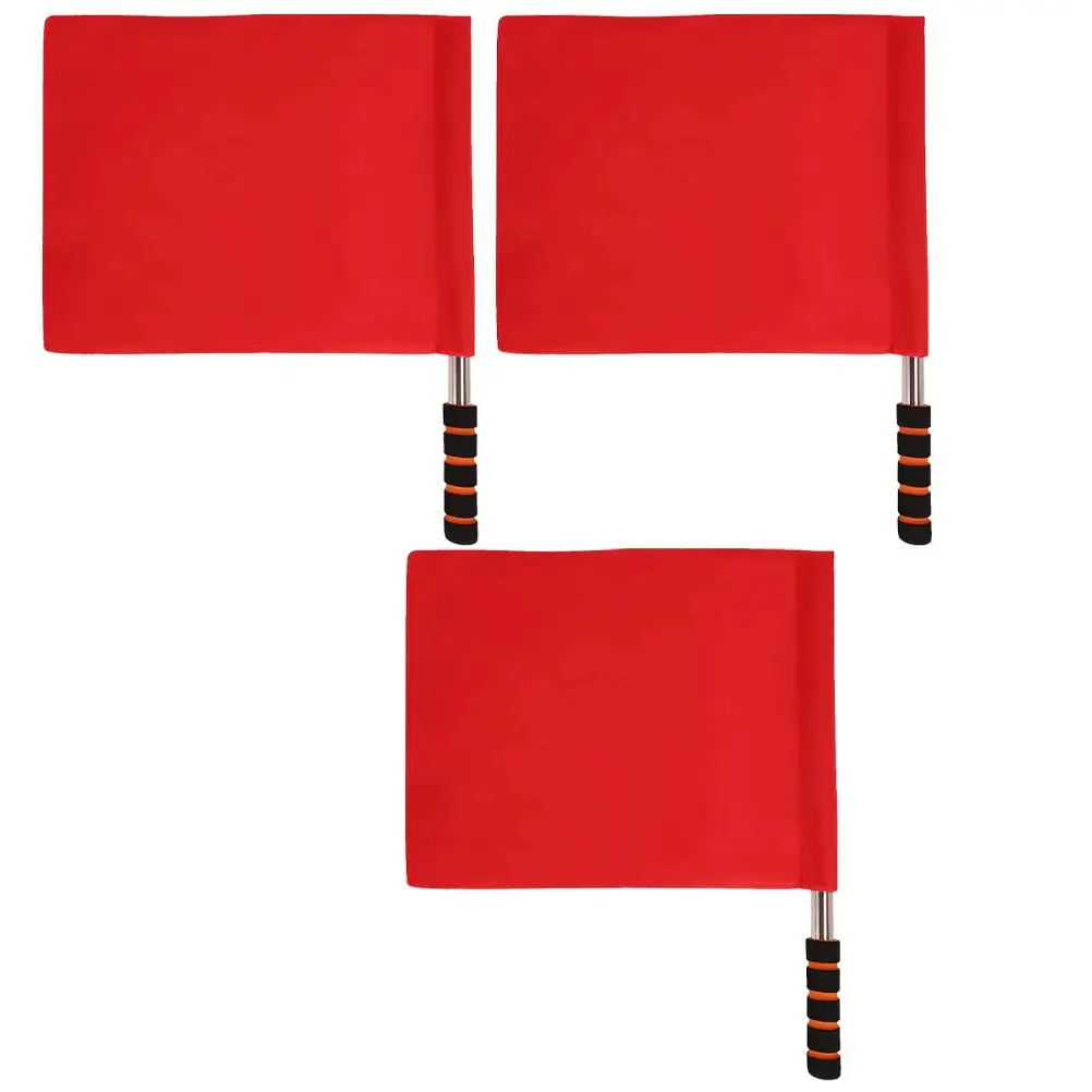 3 Pcs Competition Flag Referee Red Signal Lawn Athletic Flags Stainless Steel Judge's