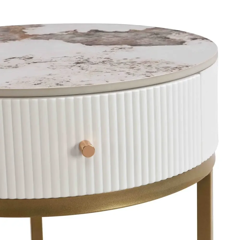 Marble Round Storage Nightstand 6