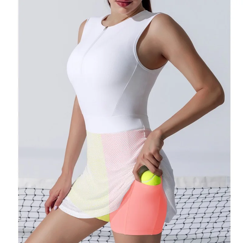 

Summer Tennis Sport Dress withe Shorts Golf Wear for Women 2024 Badminton Clothing Fitness Sleeveless Outfit Training Suit Yoga