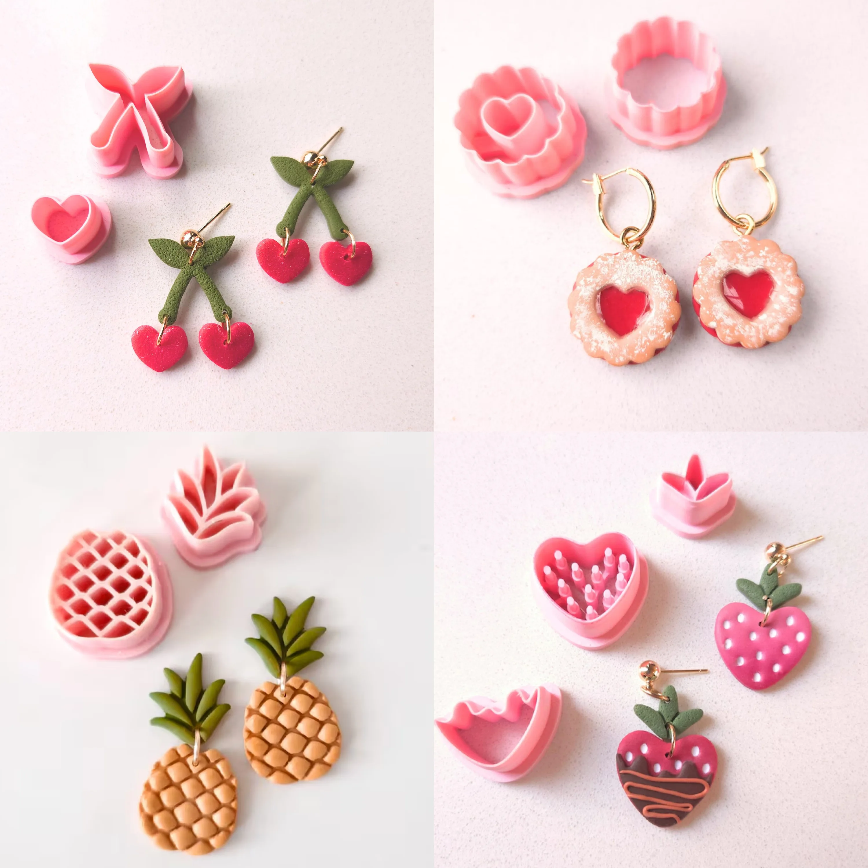 Polymer Clay Cutter WHIMSICAL HEARTS Valentine's Day Heart Clay Cutters Earring Making Cute Dainty Hearts Coquette