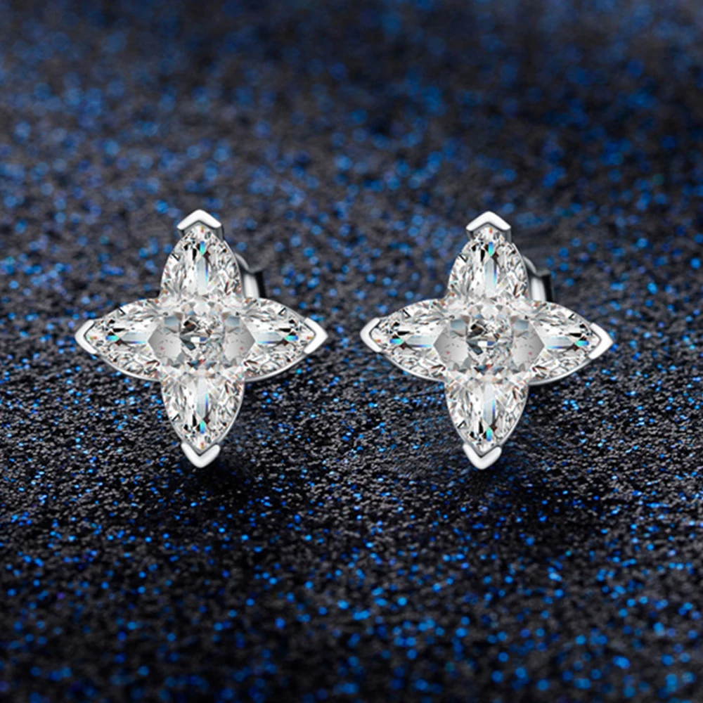 

S925 Silver Star Earrings Women 8.5mm High Carbon Diamond Earstuds Female Shiny 5A Zircon Design Luxury Jewelry Girl Gift Lady