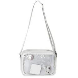 Elegant Women's Sweet Lolita Crossbody Bag - Cute Japanese - Style with Transparent Pocket (White with insert)