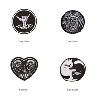 Shop Now: 46 Styles of Black and White Iron-On Patches for Clothes - Letter Appliques, Skulls, Stripes, Embroidery Stickers, Round Badges - Image 5