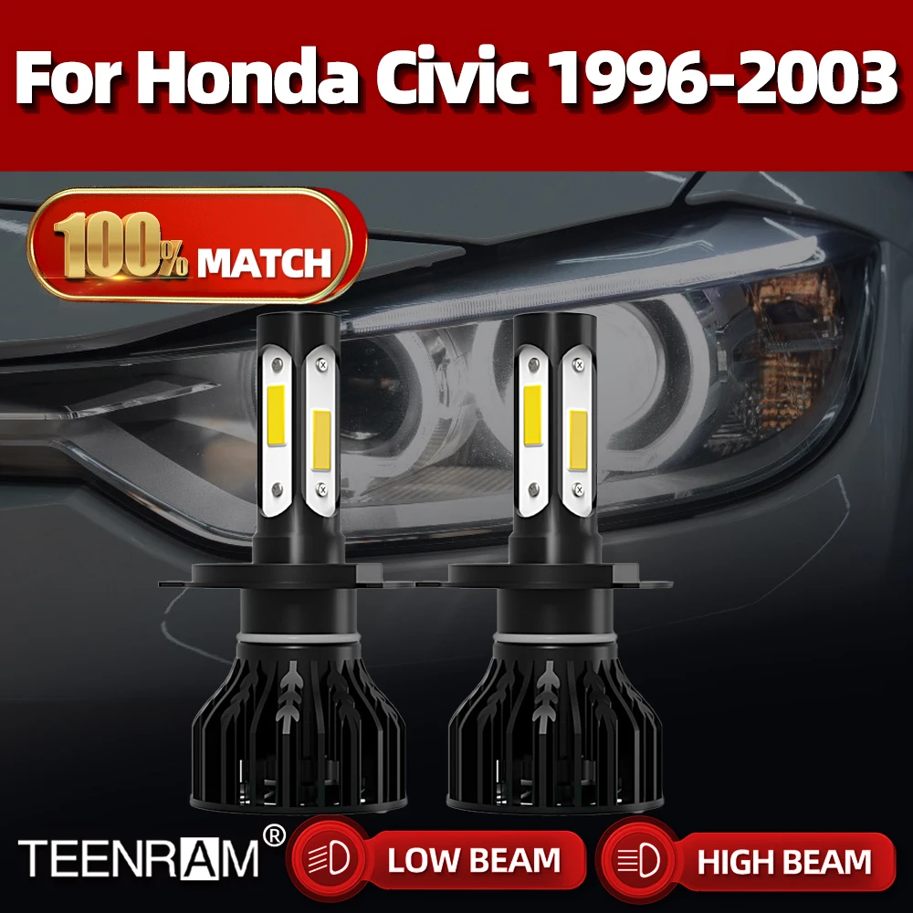 

2PCS Car Headlight H4 LED Bulb Led Lights 20000LM Turbo Auto Lamp 12V For Honda Civic 1996 1997 1998 1999 2000 2001 2002 2003