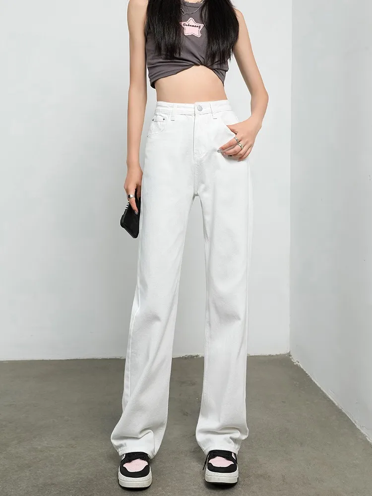 

Узкие прямые джинсы GUUZYUVIZ для женщин, бесэластичные свободные брюки с широкими штанинами из хлопка и денима