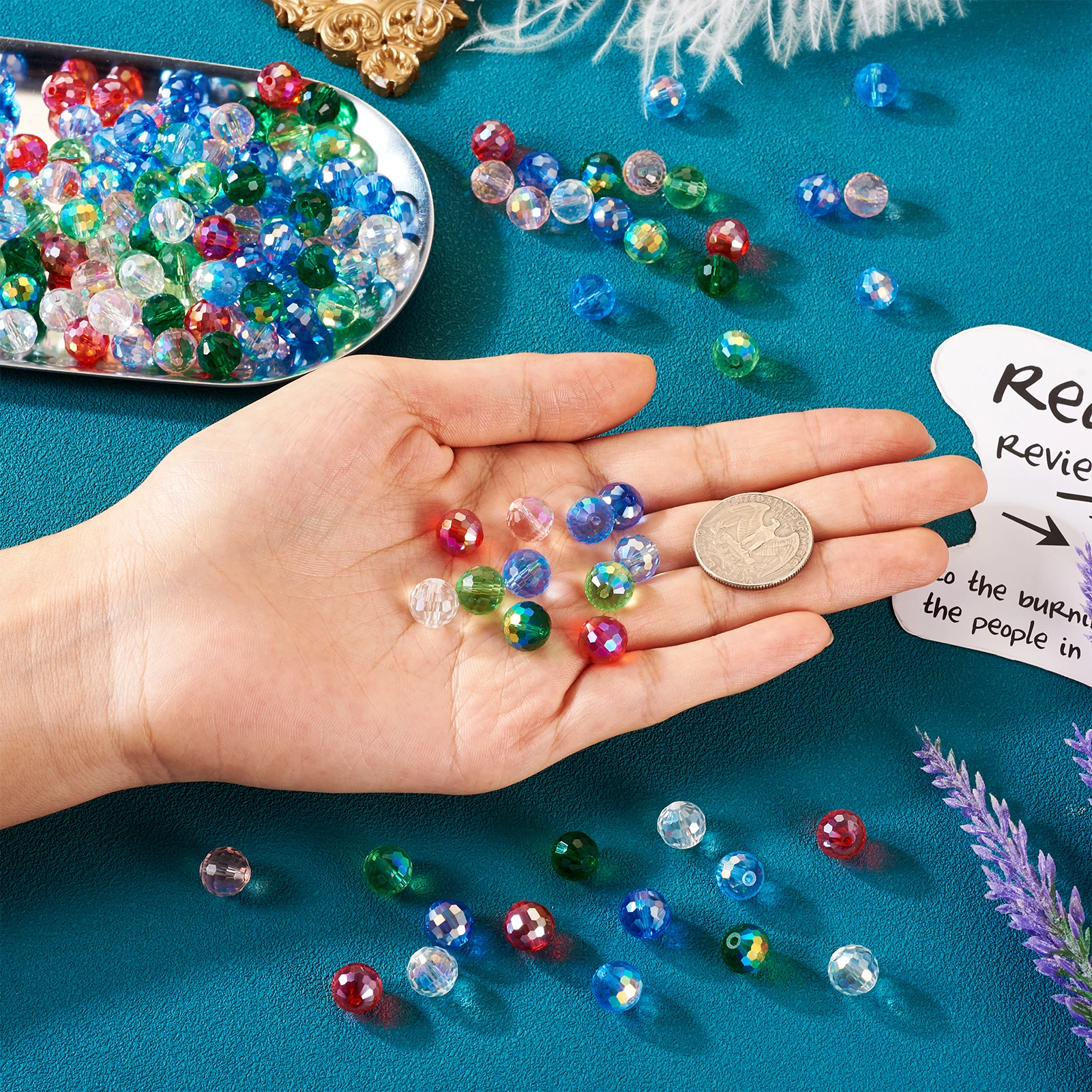 160Pcs Colorful Faceted Round Transparent Electroplate Glass Loose Beads For DIY Jewelry Making Accessories