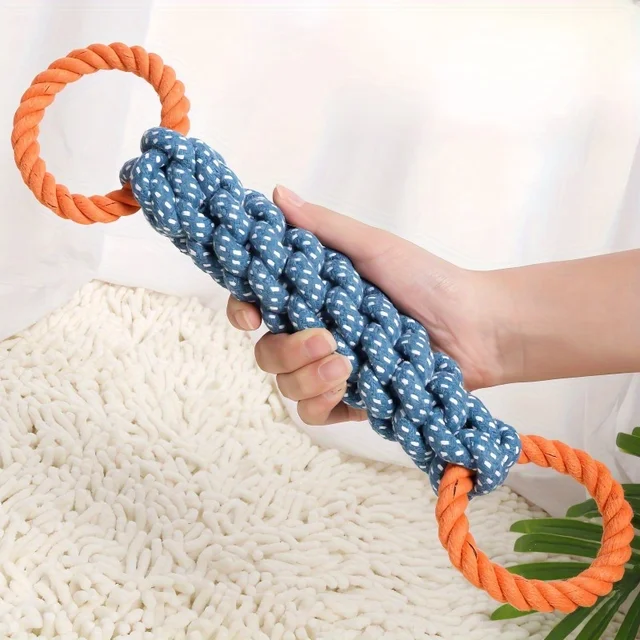 Bite Resistant Double Ring Corn Cob, Teeth Grinding and Cleaning, Pet Cotton Rope Toy To Relieve Stuffiness 1