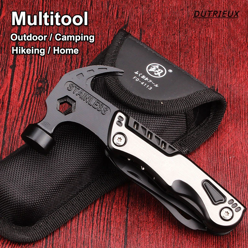 

Mini Portable Fold Multifunctional Tool Outdoor Camping Hammer Hiking Adventure Emergency Multitools FO-4113 Outdoor Camping