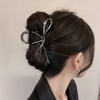1 Multi-color Irregular Bow Large Grab Clip WOMEN'S Back Hair Clip Simple Design Advanced Sense Shark Clip Suitable for Daily US - Image 5