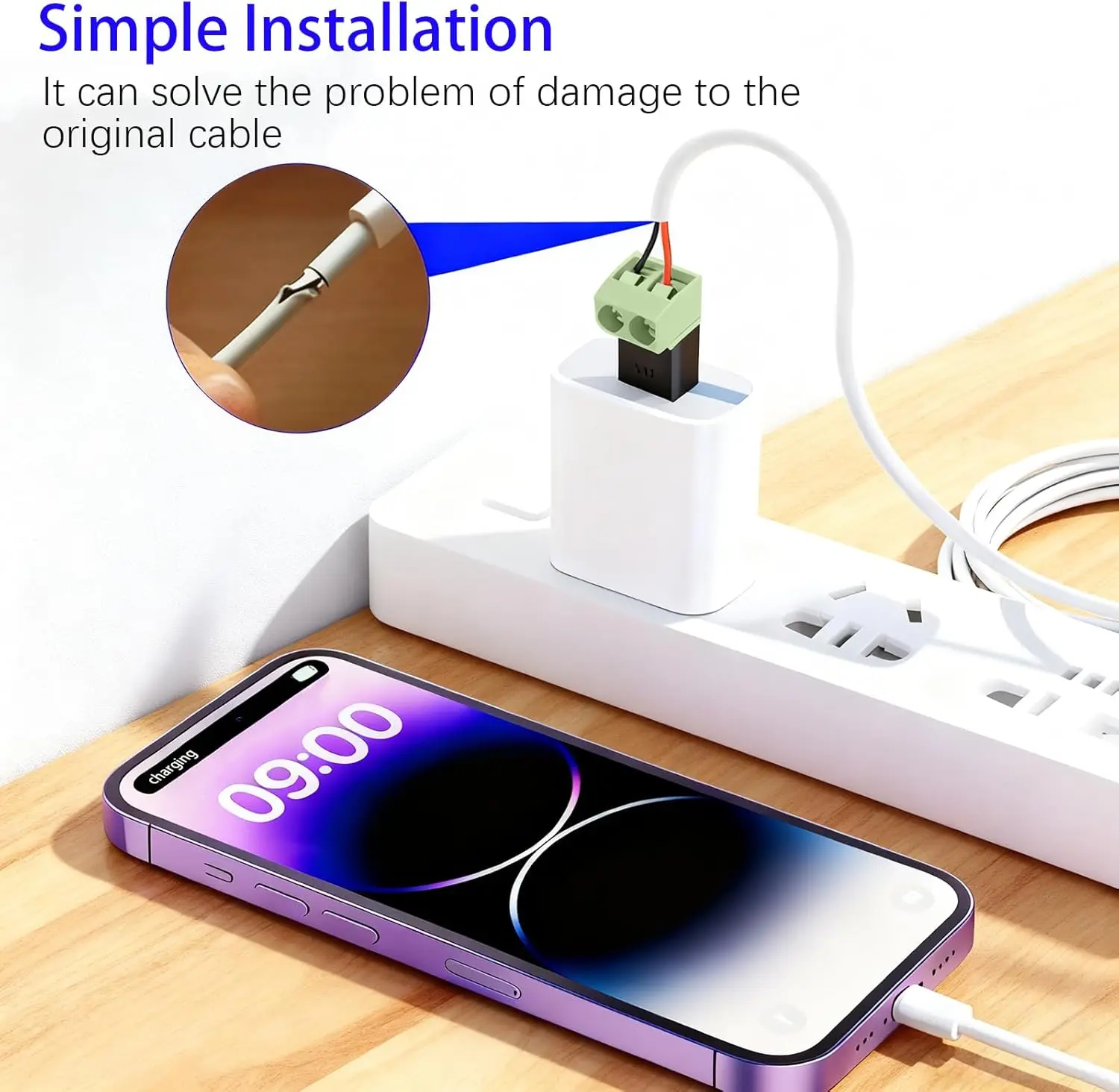 รูปสินค้า อะแดปเตอร์ชาร์จ USB-C 2 ขา ไม่ต้องบัดกรี