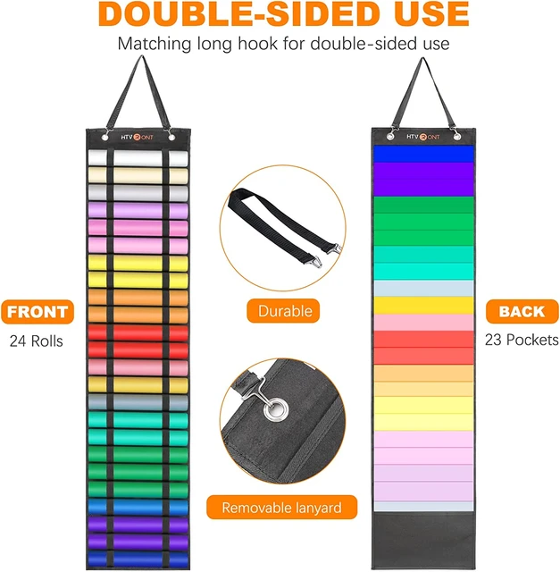 24Grid+23Pocket Vinyl Roll Storage Holder Hanging Bag Vinyl