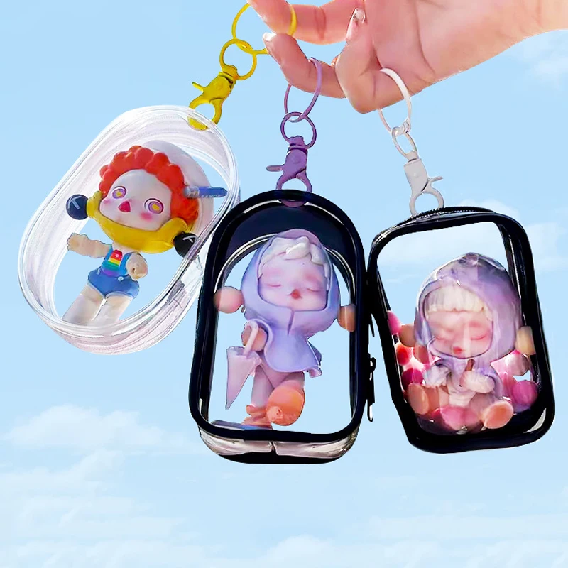 Portable Transparent PVC Mystery Box Organizer Box Keychain Chain Bag Mystery Toy Storage Boxes for Doll Toy Zipper Pouch