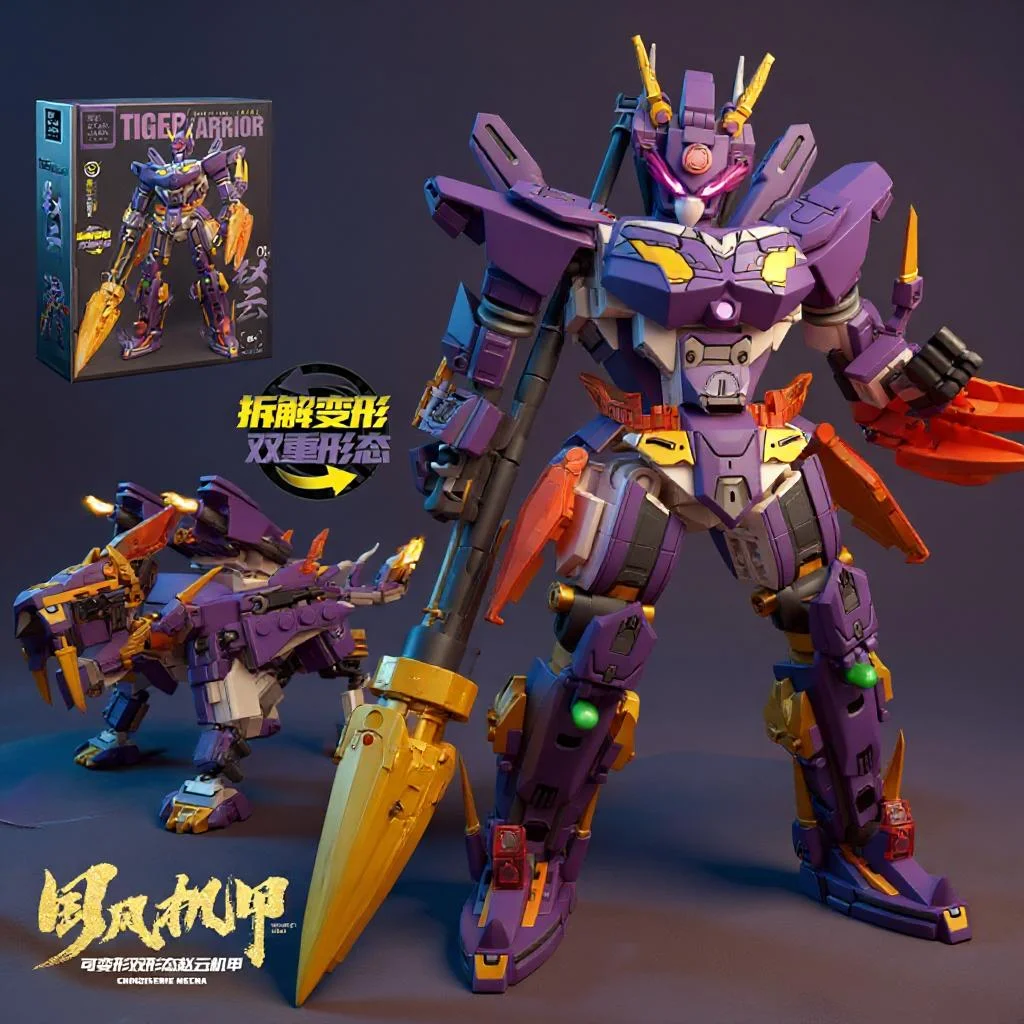Large Mechanical Warrior Superhero Mecha Blue Dragon Robot Building Blocks Assem