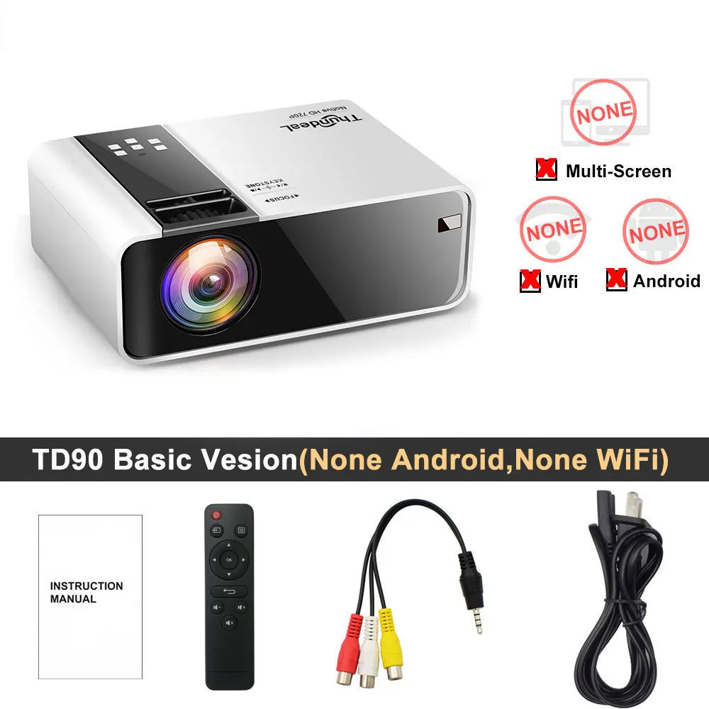  ThundeaL HD Mini Projector TD90 Native 1280 x 720P LED Android WiFi Projector Video Home Cinema 3D Smart Movie Game Proyector 