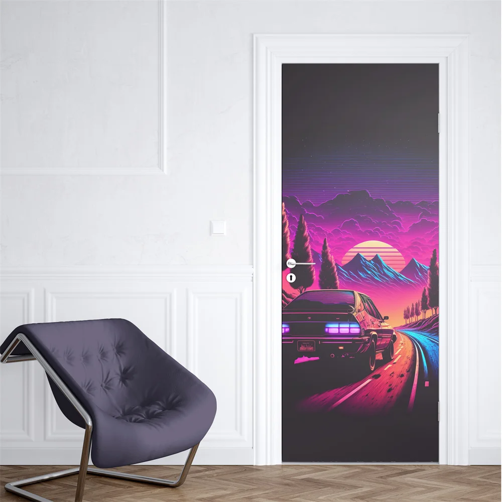 Autocollant Décoratif Pour Porte 77x200 Cm - Motif Graffiti Manette De Jeu - PVC, Repositionnable, Facile à Poser - 9