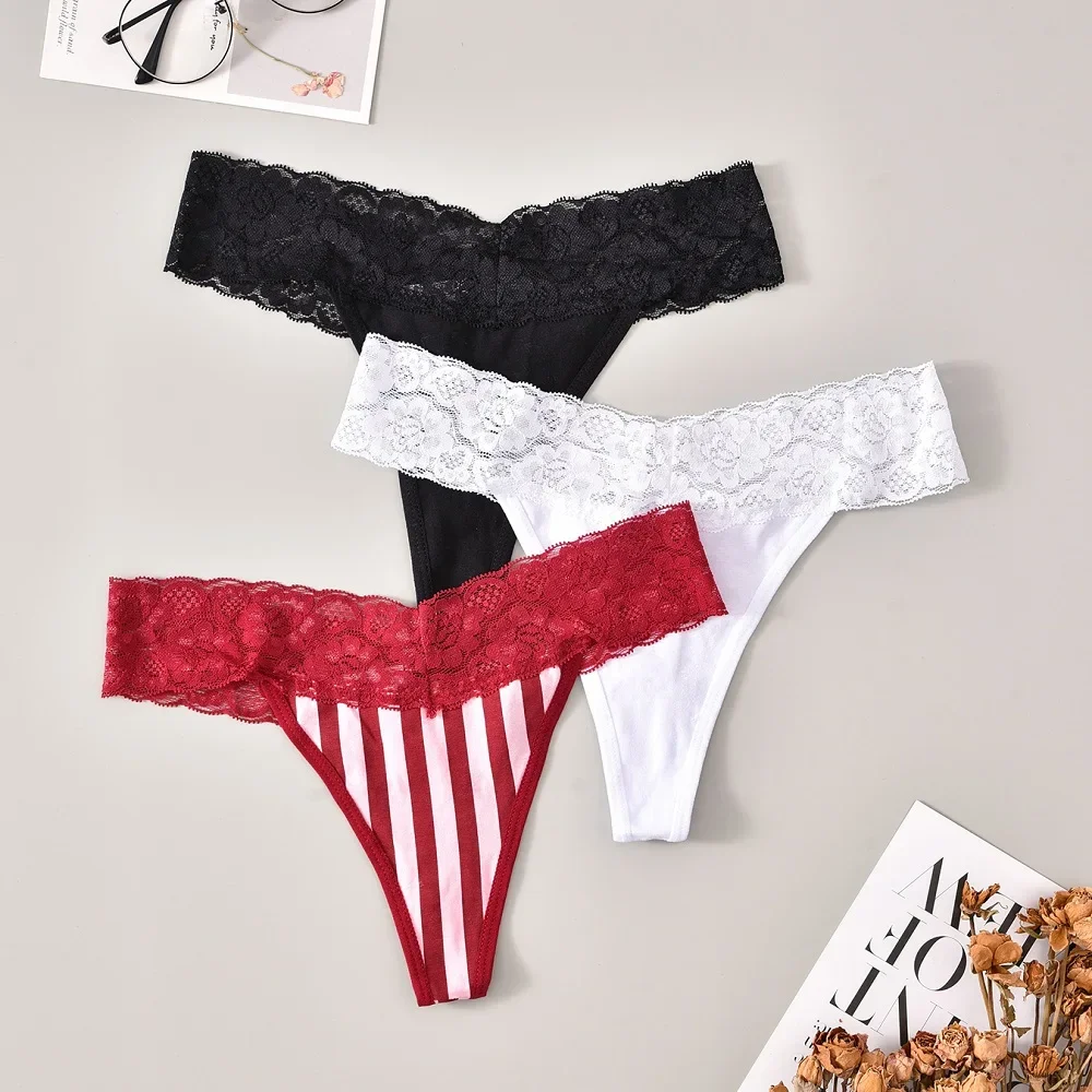 

Women Lace Thong G-string Panties Sexy Underwear Striped Transparent Women's Panties Female Underpants Lingerie Ladies