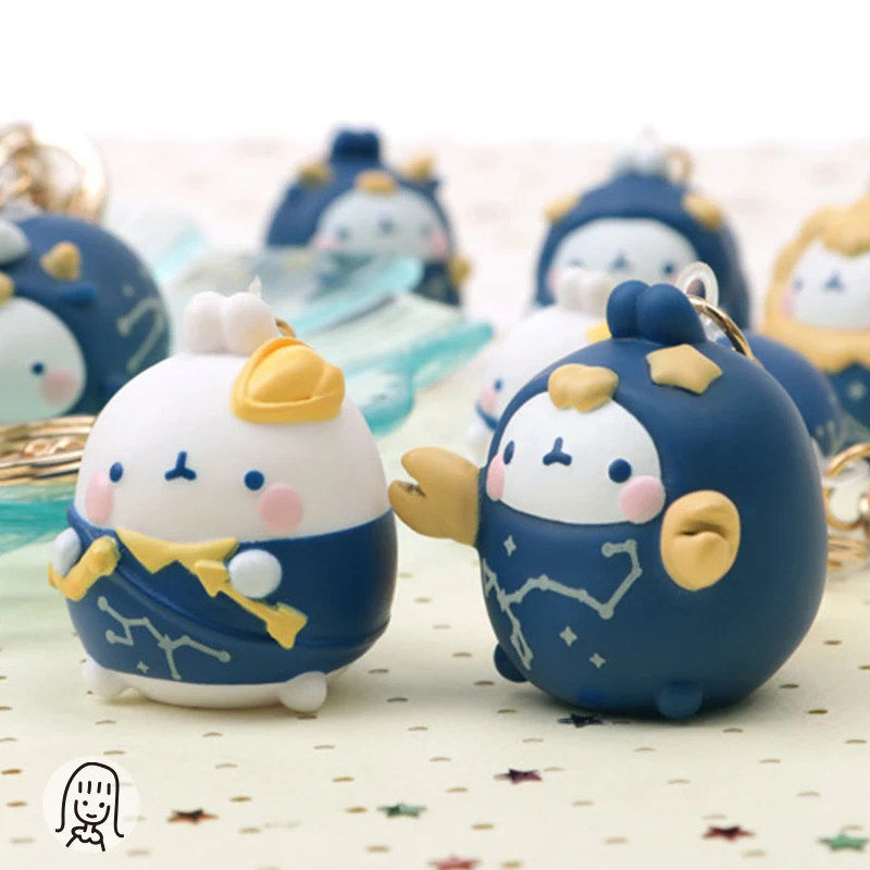 

Korea Potato Molang Rabbit 12 Constellation Keychain Anime Figure Toys Cute Model Birthday Girl Gift Surprise Doll Mystery Box