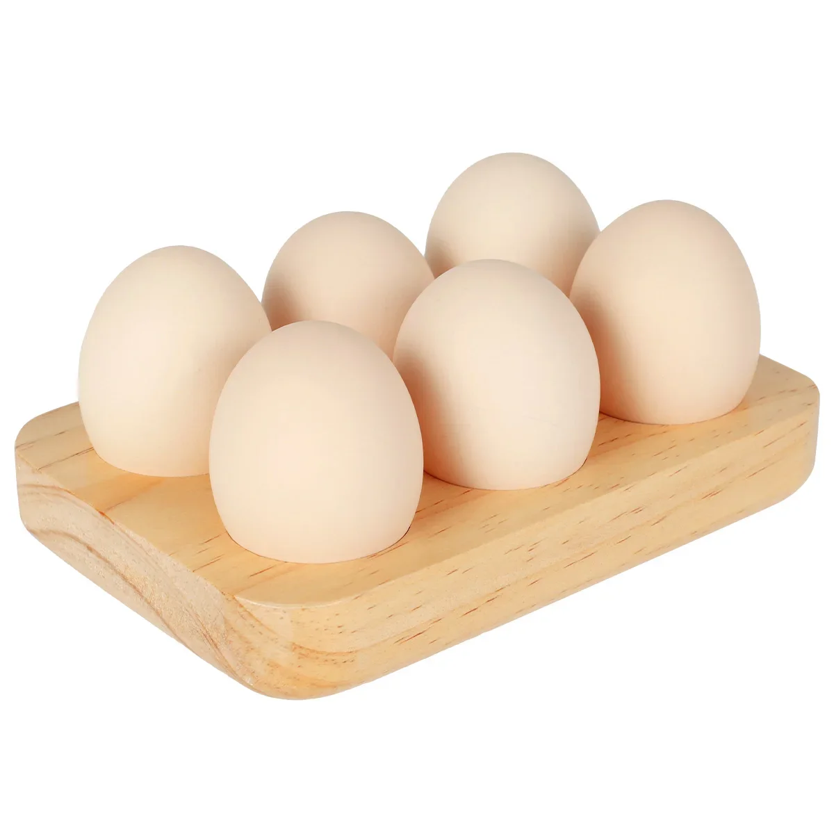 Egg Tray Wooden Egg Holder 6 Holes Organizer Rack Space Saving Plate Household Storage Accessories for Kitchen Count