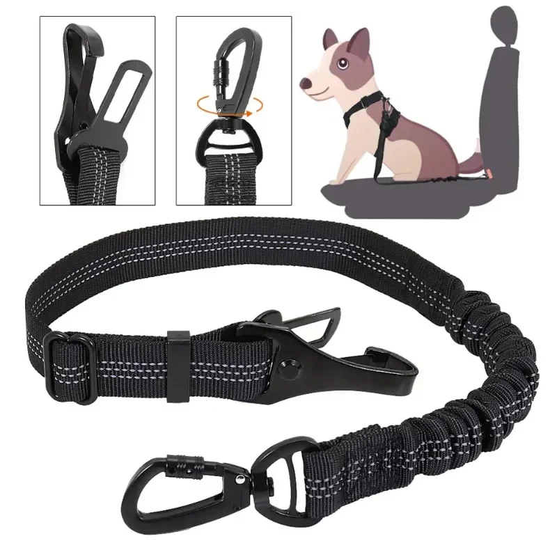 Pet Dog Cat Car Seat Belt Harness Vehicle Adjustable Safety Lead Retractable Leash Traction Rope for Dogs Travel Pet Supplies