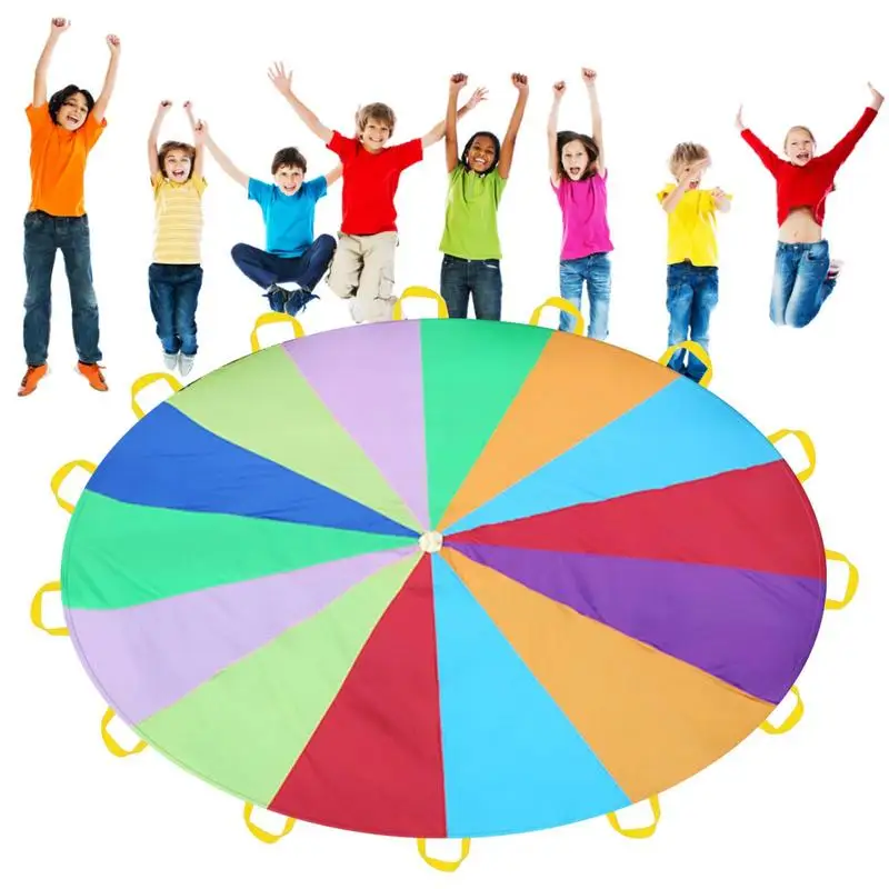 Child Kid Sports Development Outdoor Rainbow Umbrella Parachute Toy Jump-sack Ballute Games for Kids