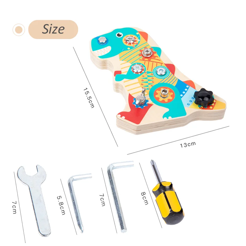 Montessori Wooden Toys Pretend Play Set Dinosaur DIY Tool Play Nut Disassembly Screw Assembly Repair Carpenter Tools for Kids 6