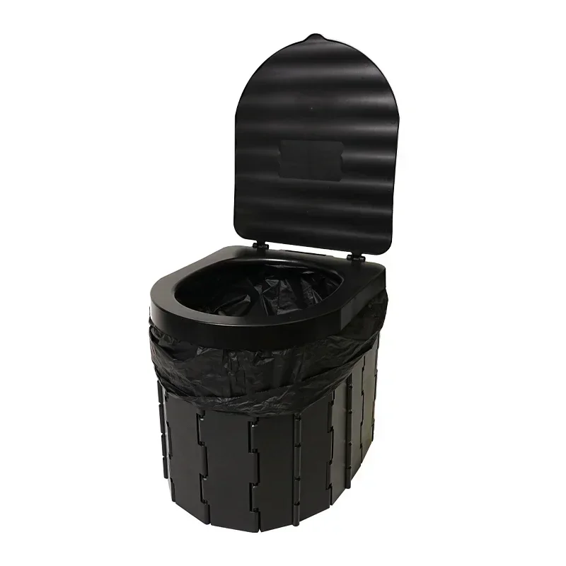 Black Toilet Camping Car Travel Washable Plastic Potty Portable Emergency Folding Camping Toilet 2